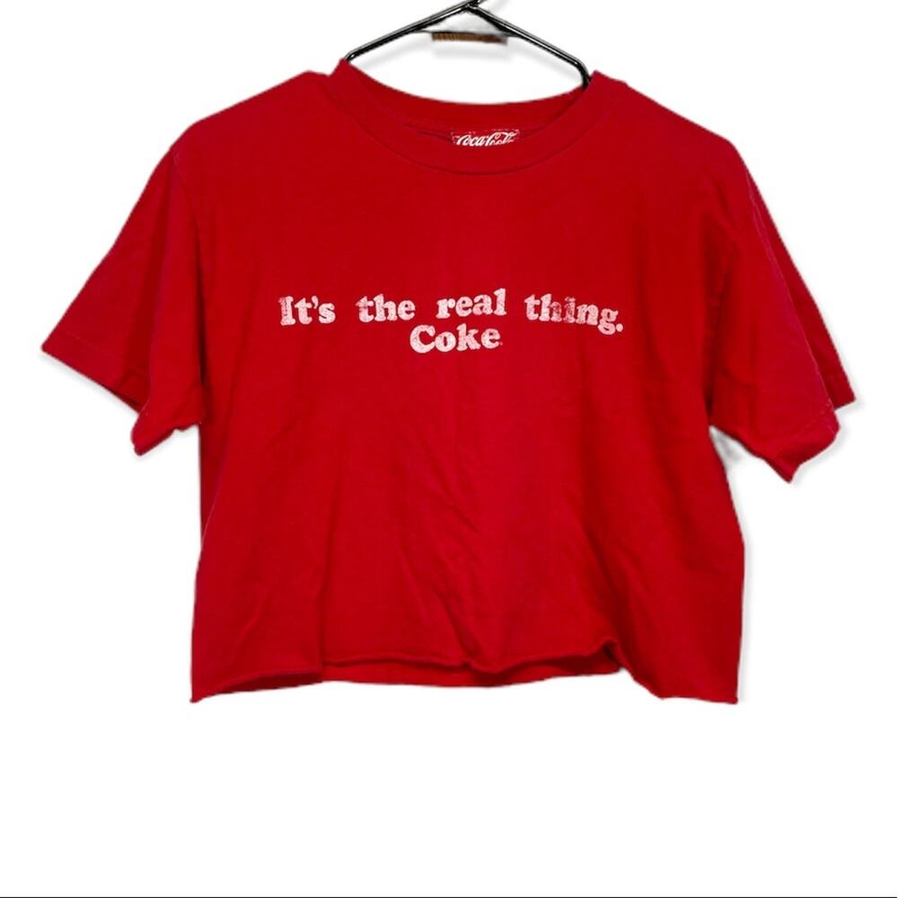 Vintage Coca‎ Cola Red Short Sleeve Crop Top Size M